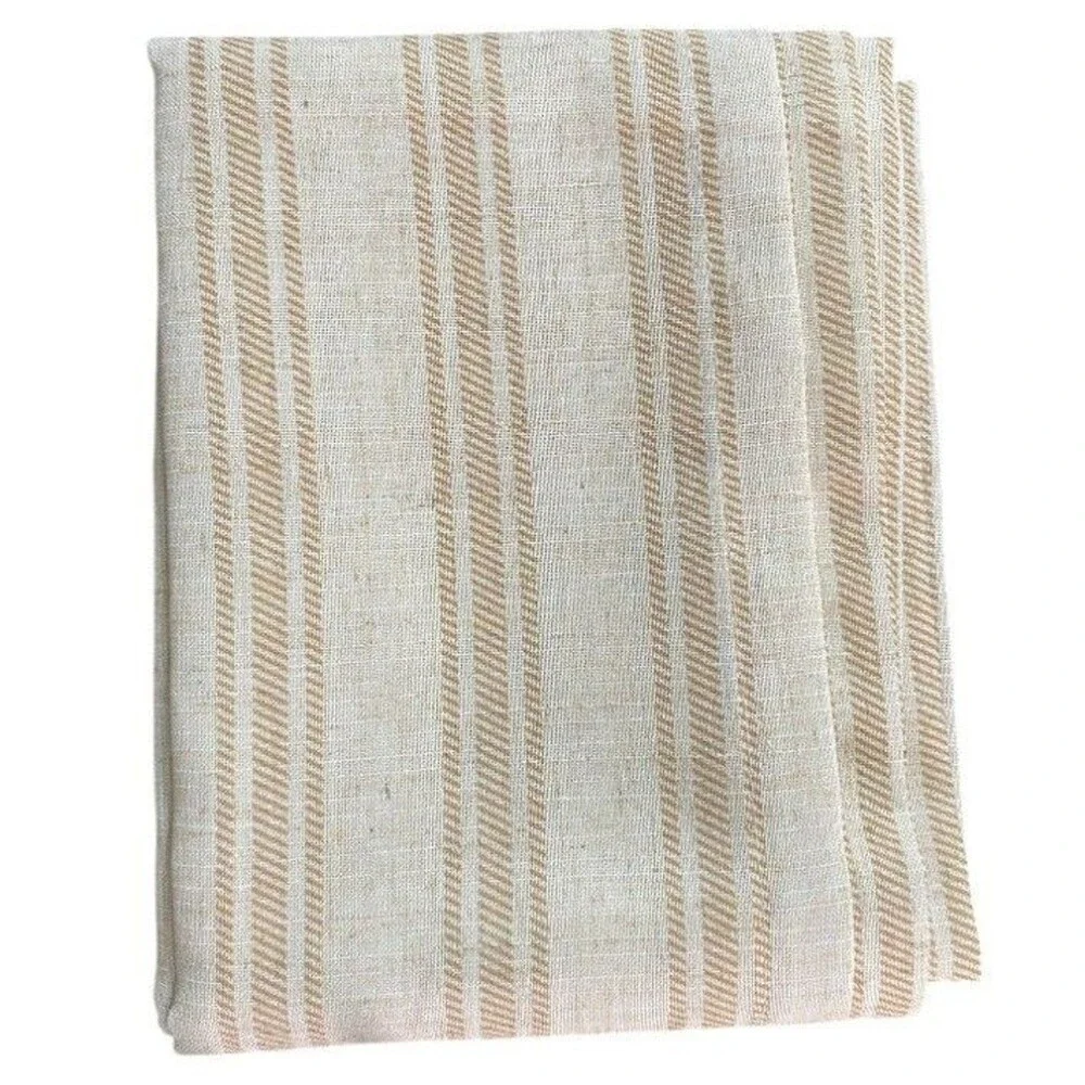 Jinchan Linen Kitchen Curtains 36 Inch Length Striped Tier Curtain 1 Panel